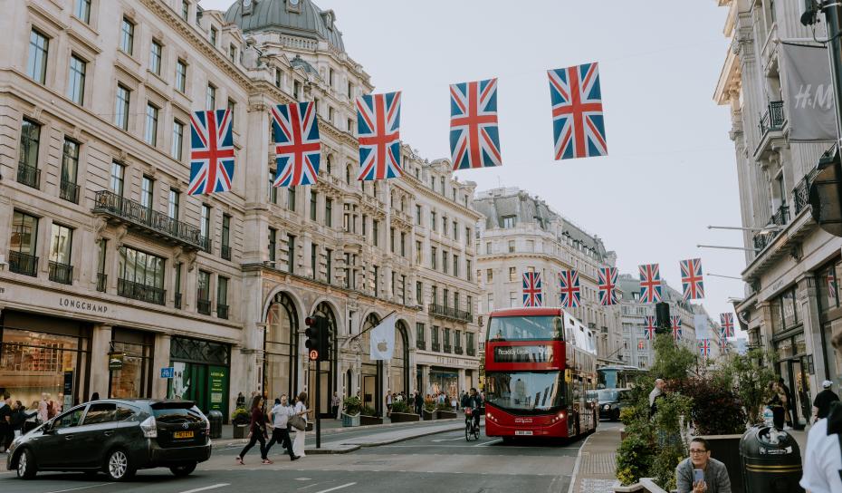 flags in city streets of London
