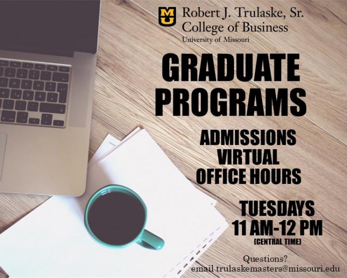Virtual Admissions Office Hours - Tuesdays 11 am-12pm central time