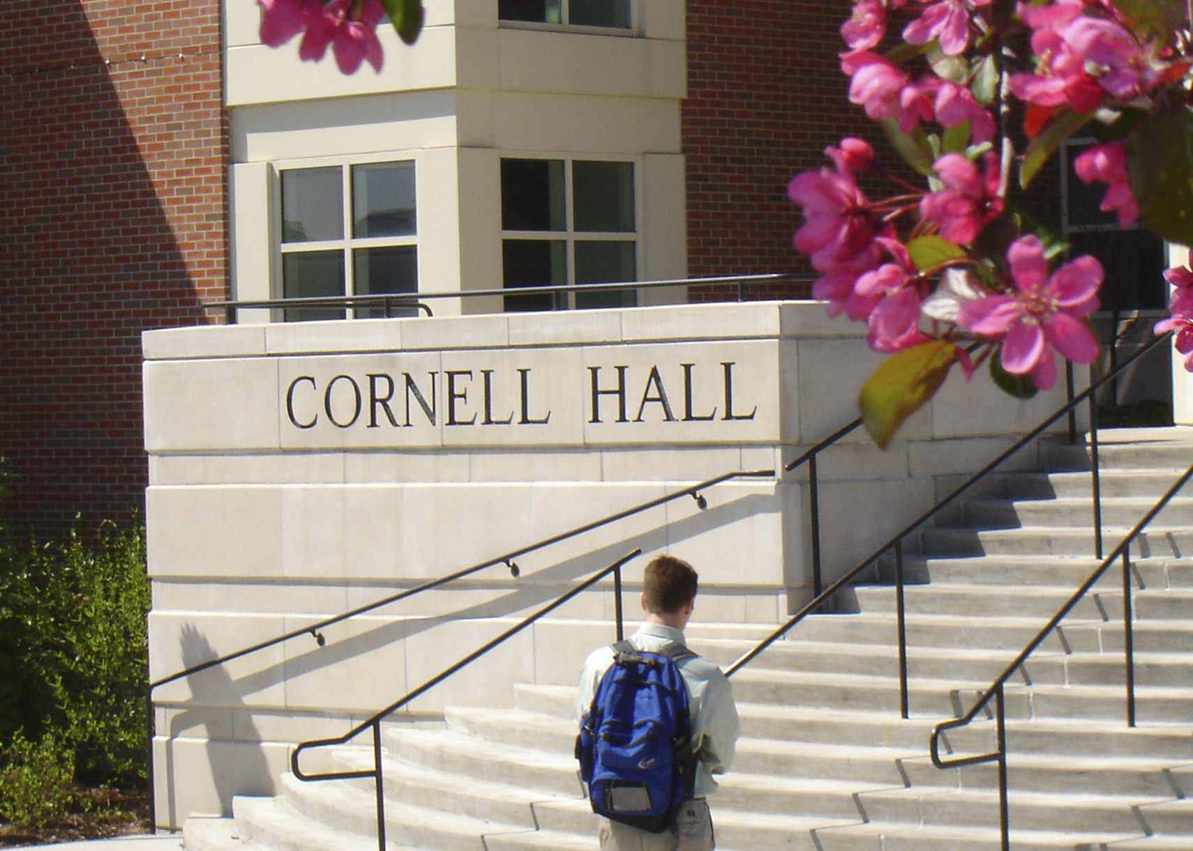 East cornell hall entrance in spring