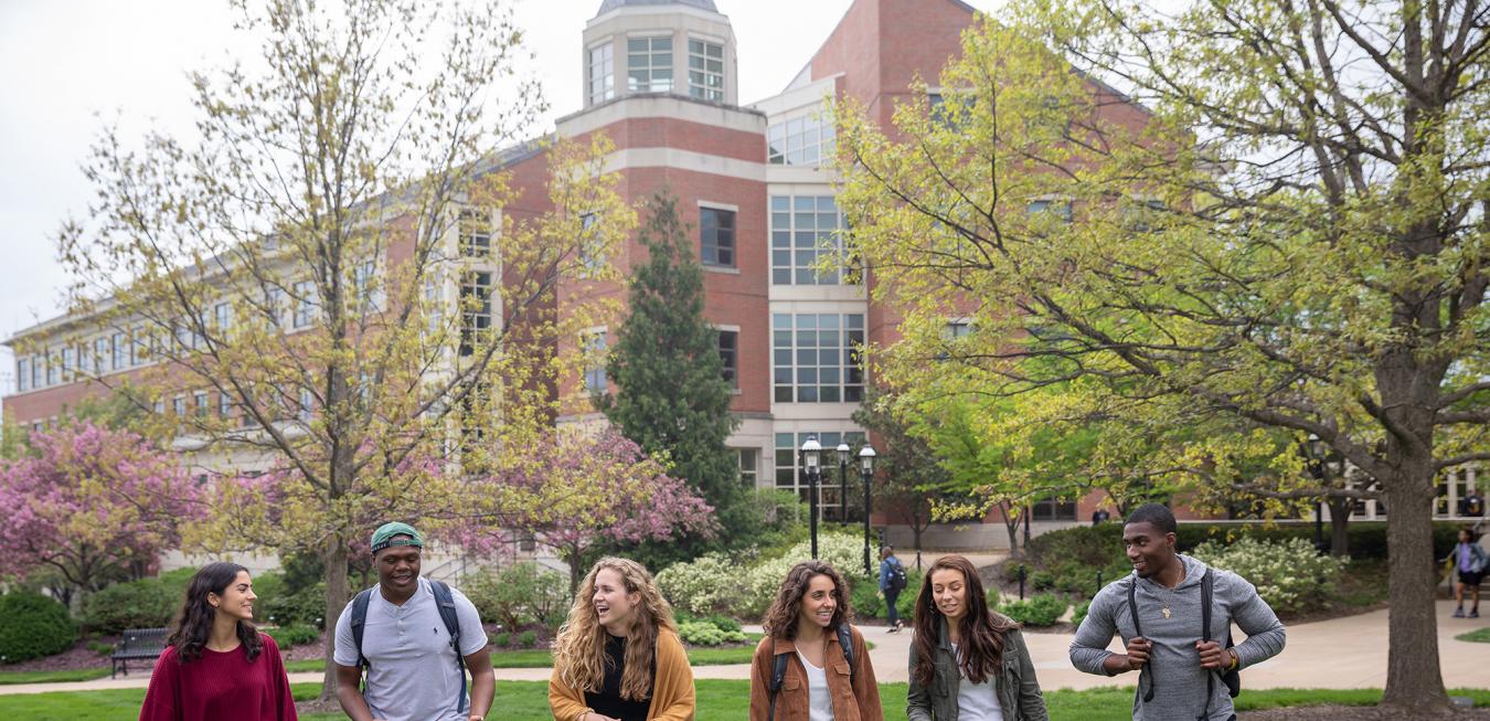 Image: Trulaske students walking outside Cornell Hall.