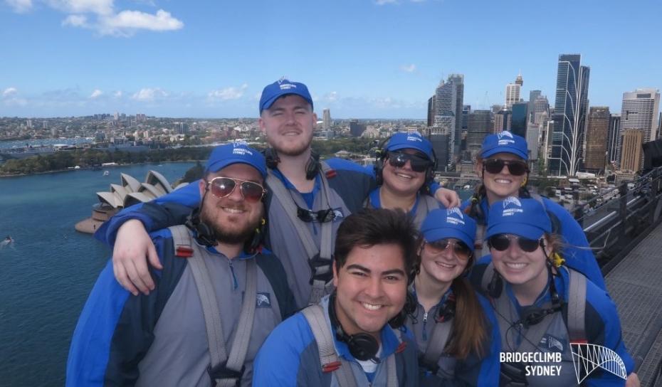Group of students in Sydney Harbor Bridge