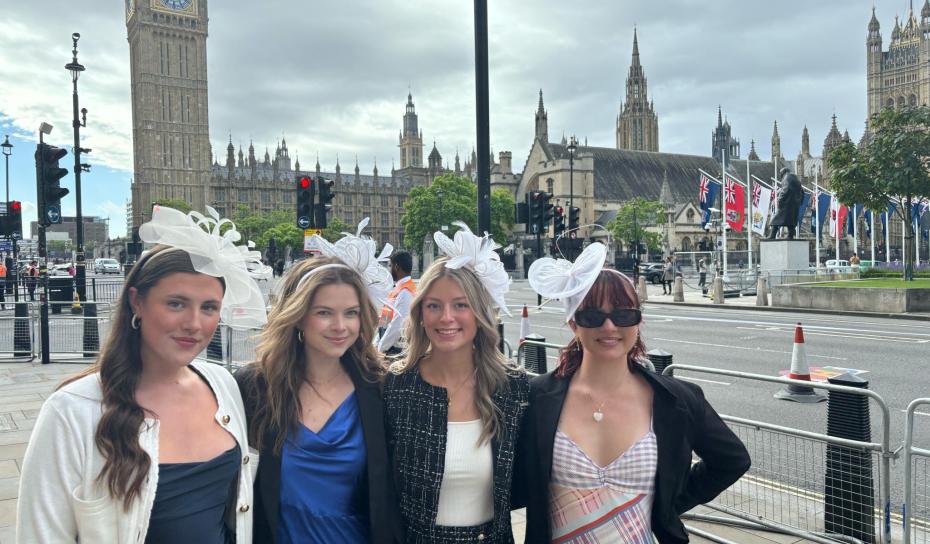 Group of MU students in hats in London