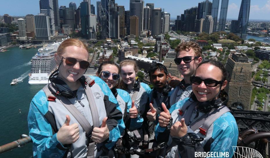 Students climbed the Sydney Harbor Bridge