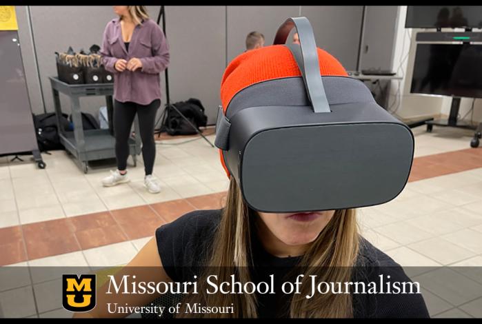 Masiello and students on trading floor