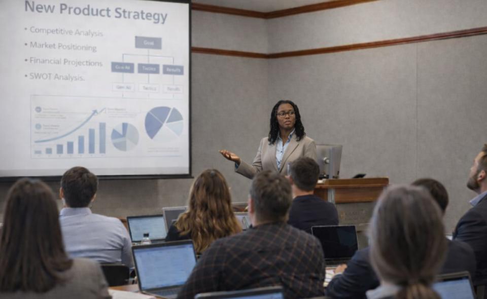 graduate business class photo