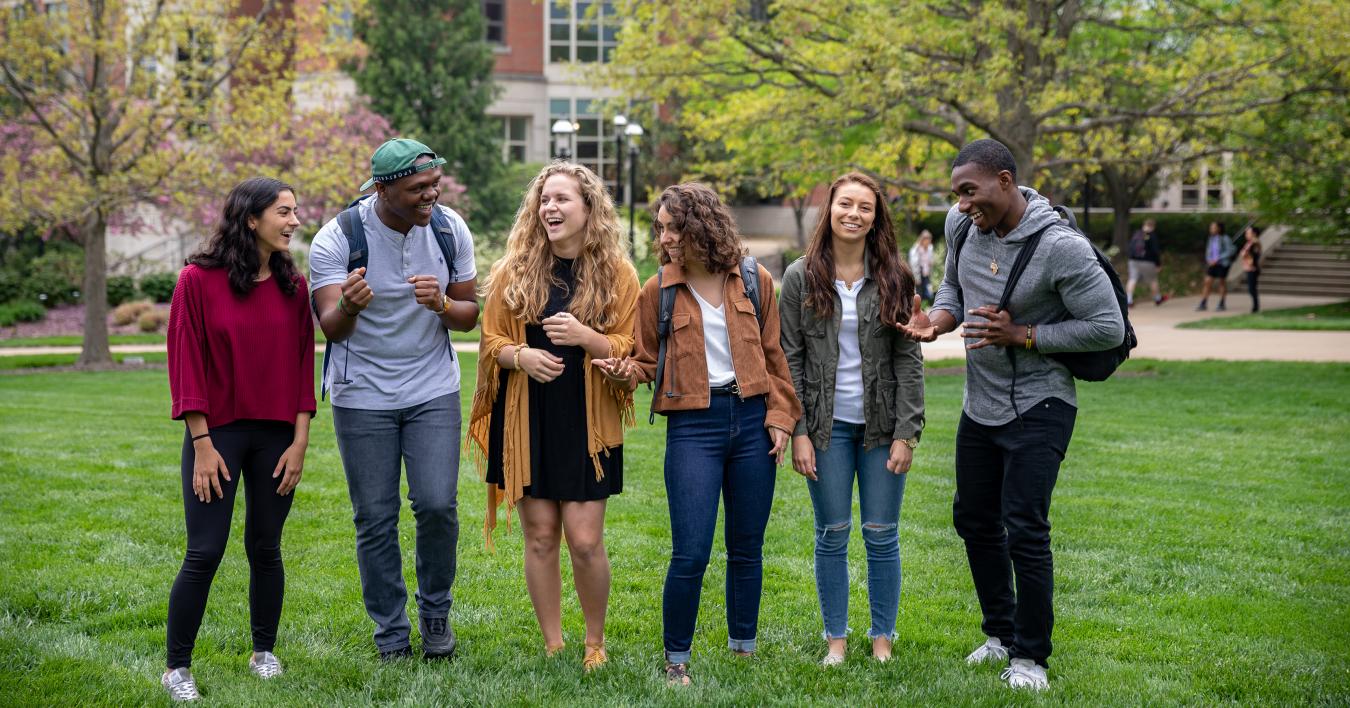 Image: Trulaske students walking outside Cornell Hall.
