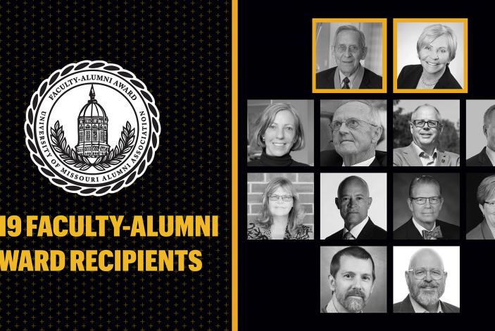 Graphic: Composite graphic of all 2019 Faculty Alumni Award recipients.