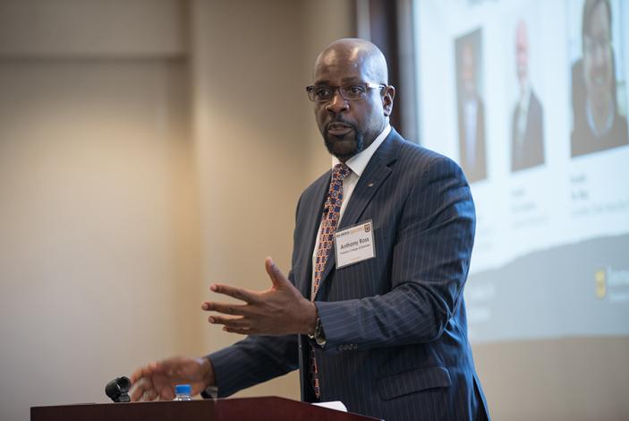 Image: Anthony Ross presenting at the Mid-America Trade Summit in November 2019.