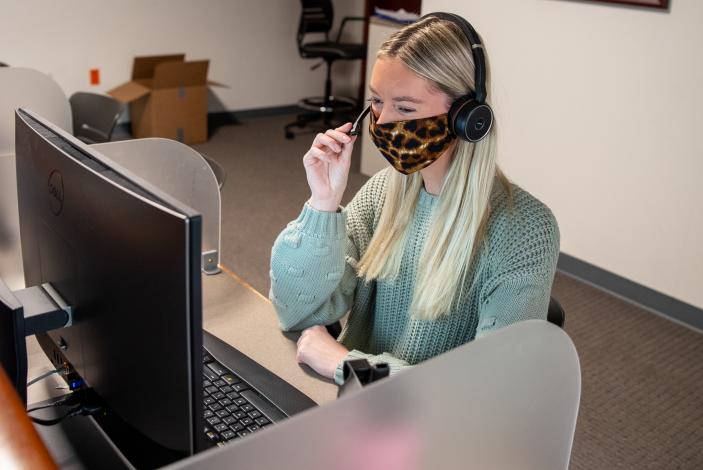 Student working in the Inside Sales Lab