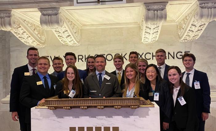 Frank Massiello poses with the Tigers on Wall Street