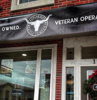 Kansas City Cattle Company storefront in downtown Parkville, Missouri