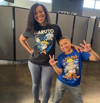 Carlanda McKinney poses with her son, RJ