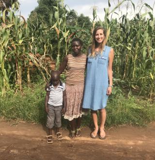 Haley Block takes a photo with Jackie, her Ugandan host mom during language training after she arrived in the country in 2017. 