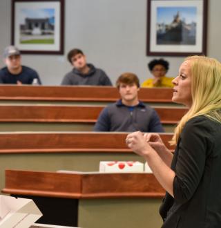 Elise Bartley teaching a case study