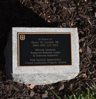 A plaque honoring Harry M. Cornell, Jr. 