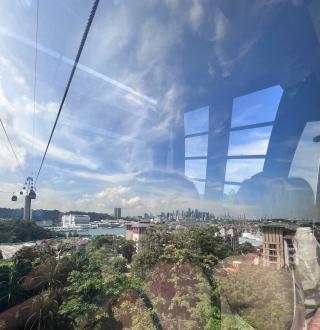 Image: View from cable car window en route to Sentosa Island